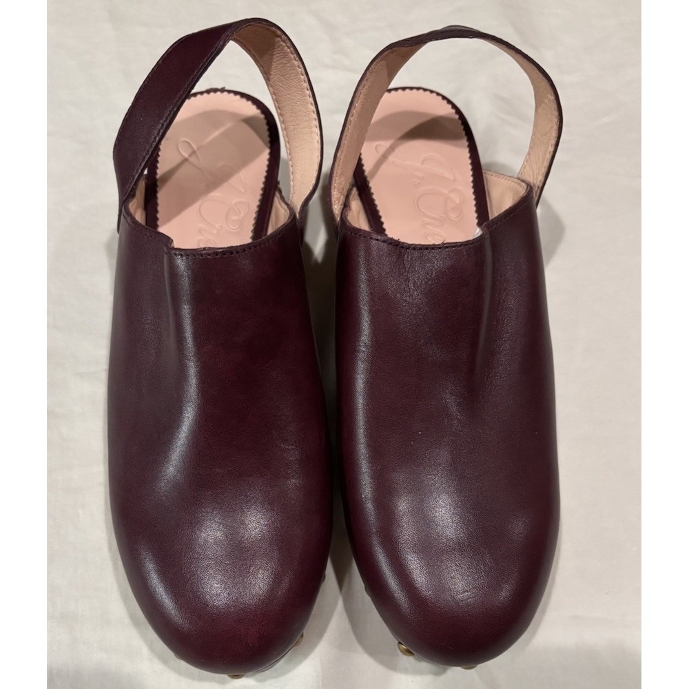 New J Crew Convertible Leather Clogs Port Wine / Burgundy Women's Size 8